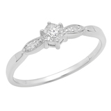 Lab Grown White Diamond Womens Bridal Promise Engagement Ring (0.05 ctw Color H-I Clarity SI2) in 10K White Gold