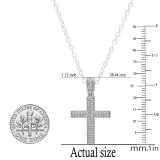 Round Lab Grown White Diamond Men's Hip Hop Cross Pendant With 18 Inch Silver Chain (0.18 ctw Color H-I Clarity SI2) in 925 Sterling Silver