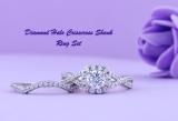 5mm Center Round Lab Grown White Diamond Halo Cushion Shaped Criss Cross Wedding Ring Set for Women (1.00 ctw, Color H-I, Clarity SI2) in 925 Sterling Silver