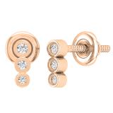 0.05 Carat (ctw) Round Lab Grown Diamond Three Stone Stud Earrings for Women | 10K Rose Gold