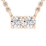 0.30 Carat (ctw) Two Stone Round Lab Grown Diamond Pendant for Her 1/3 CT 18K Rose Gold