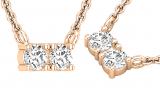 0.30 Carat (ctw) Two Stone Round Lab Grown Diamond Pendant for Her 1/3 CT 18K Rose Gold