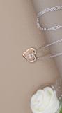 0.02 Carat (ctw) Hanging Round Lab Grown Diamond Ladies Charm Plain Heart Pendant 10K Rose Gold