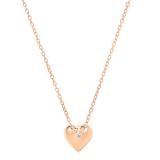 0.02 Carat (ctw) Hanging Round Lab Grown Diamond Ladies Charm Plain Heart Pendant 14K Rose Gold