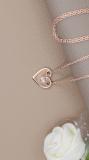 0.02 Carat (ctw) Hanging Round Lab Grown Diamond Ladies Charm Plain Heart Pendant 14K Rose Gold