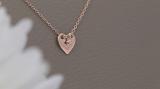 0.02 Carat (ctw) Hanging Round Lab Grown Diamond Ladies Charm Plain Heart Pendant 14K Rose Gold