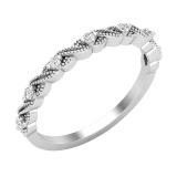 0.12 Carat (ctw) Round Lab Grown Diamond Ladies 7 Stone Infinity Swirl Wedding Band 10K White Gold