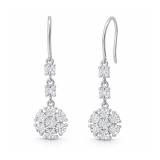 0.21 Carat (ctw) Round Lab Grown Diamond Ladies Dangling Earrings 1/4 CT | 925 Sterling Silver