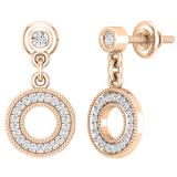 0.20 Carat (ctw) Round Lab Grown White Diamond Open Circle Drop & Dangle Earrings for Her 1/5 CT | 10K Rose Gold