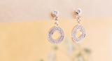 0.20 Carat (ctw) Round Lab Grown White Diamond Open Circle Drop & Dangle Earrings for Her 1/5 CT | 10K Rose Gold