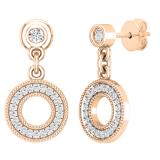 0.20 Carat (ctw) Round Lab Grown White Diamond Open Circle Drop & Dangle Earrings for Her 1/5 CT | 14K Rose Gold