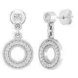0.20 Carat (ctw) Round Lab Grown White Diamond Open Circle Drop & Dangle Earrings for Her 1/5 CT | 925 Sterling Silver