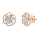 0.11 Carat (ctw) Round Lab Grown White Diamond Ladies Screw Back Stud Earrings | 18K Rose Gold