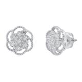 0.11 Carat (ctw) Round Lab Grown White Diamond Ladies Screw Back Stud Earrings | 925 Sterling Silver