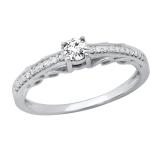 0.30 Carat (ctw) Round Lab Grown White Diamond with Accent Wedding Ring for Her | 10K White Gold