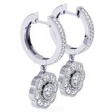 0.41 Carat (ctw) Round Lab Grown White Diamond Vintage-Inspired Floral Drop & Dangle Earrings For Her | 10K White Gold