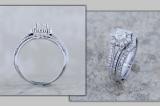 0.98 Carat (ctw) Round Lab Grown White Diamond Wedding Ring Set for Women 1 CT | 925 Sterling Silver