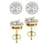 1.12 Carat (ctw) Lab Grown White Diamond Halo Frame Circle Stud Earrings for Women | 14K Rose Gold
