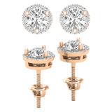 1.12 Carat (ctw) Lab Grown White Diamond Halo Frame Circle Stud Earrings for Women | 18K Rose Gold