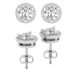 1.12 Carat (ctw) Lab Grown White Diamond Halo Frame Circle Stud Earrings for Women | 925 Sterling Silver