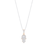 0.17 Carat (ctw) Round Lab Grown Ladies Round White Diamond Hamsa Hand of Fatima Charm Pendant | 18K Rose Gold