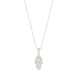 0.17 Carat (ctw) Round Lab Grown Ladies Round White Diamond Hamsa Hand of Fatima Charm Pendant | 18K Yellow Gold