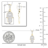 0.17 Carat (ctw) Round Lab Grown Ladies Round White Diamond Hamsa Hand of Fatima Charm Pendant | 18K Yellow Gold
