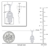 0.17 Carat (ctw) Round Lab Grown Ladies Round White Diamond Hamsa Hand of Fatima Charm Pendant | 925 Sterling Silver
