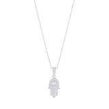 0.17 Carat (ctw) Round Lab Grown Ladies Round White Diamond Hamsa Hand of Fatima Charm Pendant | 10K White Gold