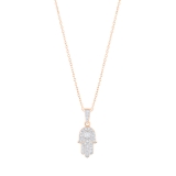 0.17 Carat (ctw) Round Lab Grown Ladies Round White Diamond Hamsa Hand of Fatima Charm Pendant | 18K Rose Gold