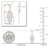 0.17 Carat (ctw) Round Lab Grown Ladies Round White Diamond Hamsa Hand of Fatima Charm Pendant | 18K Rose Gold