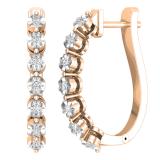 Round Lab Grown White Diamond Retro-Style Hoop Fashion Earrings For Her (0.24 ctw, Color H-I, Clarity SI2) | 10K Rose Gold