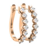 Round Lab Grown White Diamond Retro-Style Hoop Fashion Earrings For Her (0.24 ctw, Color H-I, Clarity SI2) | 10K Rose Gold
