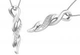 Round Lab Grown White Diamond Classic Twist Pendant For Her (0.09 ctw, Color H-I, Clarity SI2) | 925 Sterling Silver