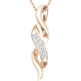 Round Lab Grown White Diamond Classic Twist Pendant For Women (0.09 ctw, Color H-I, Clarity SI2) | 18K Rose Gold