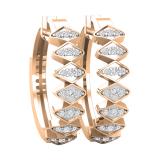 Round Lab Grown White Diamond Zig-Zag Retro-Style Hoop Earrings For Her (0.31 ctw, Color H-I, Clarity SI2) | 14K Rose Gold