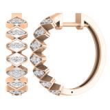 Round Lab Grown White Diamond Zig-Zag Retro-Style Hoop Earrings For Her (0.31 ctw, Color H-I, Clarity SI2) | 18K Rose Gold