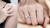Round Lab Grown White Diamond Cluster Wedding Trio Ensemble Set for Him & Her (0.49 ctw Color H-I Clarity SI2) in 925 Sterling Silver