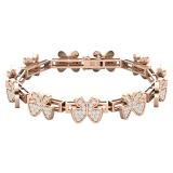 Round Lab Grown White Diamond Multiple Butterfly Set on Rectangular Link Bar Dainty Charm Bracelet for Her (2.43 ctw Color H-I Clarity SI2) 14K Rose Gold