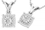 Round Lab Grown White Diamond Cushion Shape Frame Halo V Bale Pendant for Women (0.12 ctw, Color H-I, Clarity SI2) | 925 Sterling Silver
