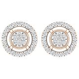 Round Lab Grown White Diamond Circle Shape Frame Cluster Screw Back Stud Earrings for Her (0.76 ctw Color H-I Clarity SI2) | 14K Rose Gold