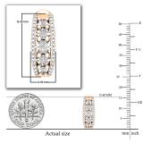 Round Lab Grown White Diamond Center Row and Beaded Outer Ribbons Modish J Shape Screwback Hoop Earrings for Her (0.10 ctw, Color H-I, Clarity SI2) | 18K Rose Gold