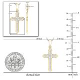 Round Lab Grown White Diamond Religious Divine Gothic Style Cross Pendant for Women (0.13 ctw, Color H-I, Clarity SI2) | 10K Yellow Gold