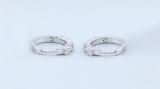 Round Lab Grown White Diamond with Alternating Round Metal Beads Hinged Huggie Hoop Earrings for Women (0.48 ctw H-I Color SI2 Clarity) 10K White Gold
