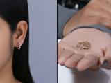 Round Lab Grown White Diamond with Alternating Round Metal Beads Hinged Huggie Hoop Earrings for Women (0.48 ctw H-I Color SI2 Clarity) 18K Rose Gold