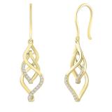 Round Lab Grown White Diamond Infinity Knot Twist Dangle Drop Earrings for Women 1/5 CT (0.20 ctw, Color H-I, Clarity SI2) in 14K Yellow Gold