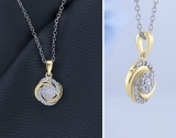 Round Lab Grown White Diamond Twisted & Swirl Circle Pendant for Women (0.29 ctw Color H-I Clarity SI2) | 18K Yellow Gold