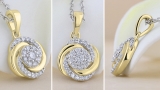 Round Lab Grown White Diamond Twisted & Swirl Circle Pendant for Women (0.29 ctw Color H-I Clarity SI2) | 18K Yellow Gold