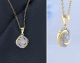Round Lab Grown White Diamond Twisted & Swirl Circle Pendant for her (0.29 ctw Color H-I Clarity SI2) | 14K Yellow Gold