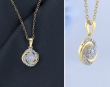 Round Lab Grown White Diamond Twisted & Swirl Circle Pendant for her (0.29 ctw Color H-I Clarity SI2) | 14K Yellow Gold
